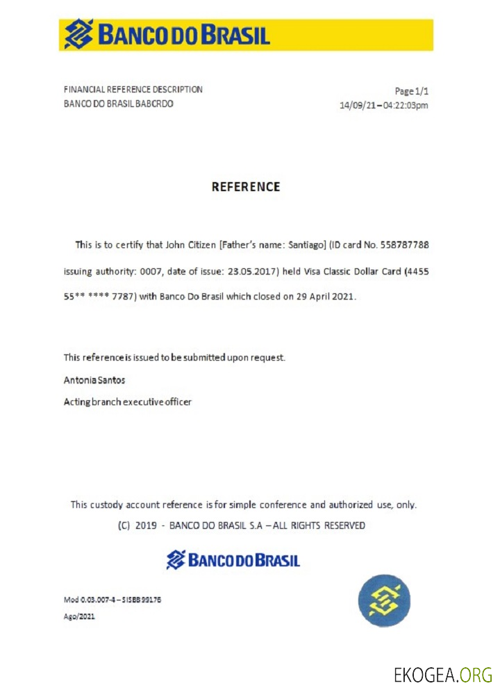 Référence Brazil , Banco do Brasil , closure